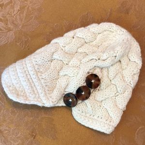 J. Crew Cream Hat with Buttons